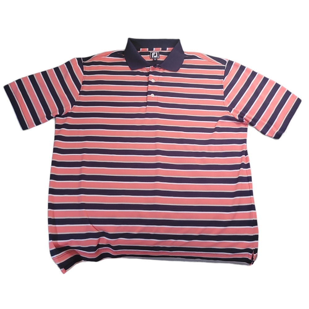 FootJoy Men XXL Pink/Blue Striped Polo